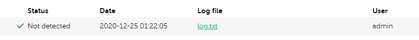 Log file search request history